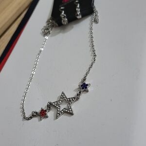 Paparazzi Silver Necklace with Red and Blue Stars